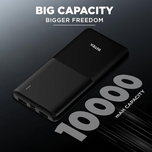 Image of Intex Strong Neo QCPD 10000mAh Power Bank with 22.5W Fast Charging, Type-C PD Input /Output, Dual USB Output, LED Indicators, Advanced Protection, Portable Power Bank for Smartphones & Tablets (Black)