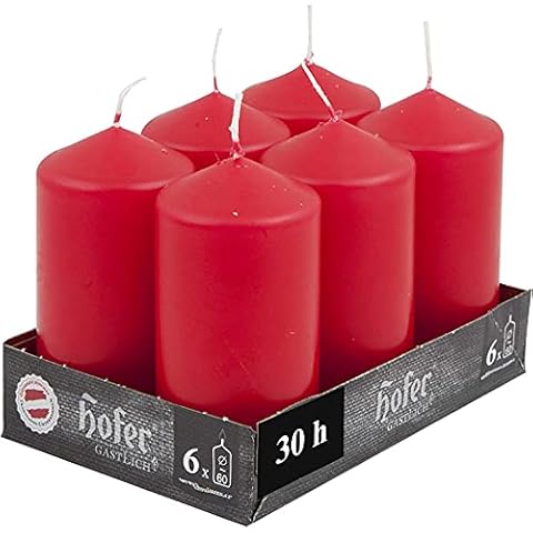Hofer Velas Pilar Decorativas Rojas - Juego de 6 - 30 Horas de Combustión Cover