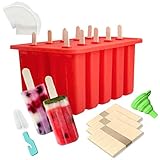 Homemade Popsicle Molds Shapes, Food Grade Silicone Frozen Ice Popsicle Maker BPA-Free, with 50 Popsicle Sticks and a Silicone Funnel