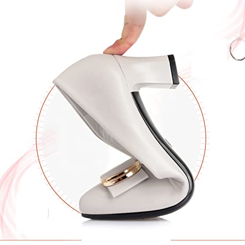 bbruriy Women Chunky Block Heel Pumps Closed Round Toe Slip on Low Heels 1.7Inches Classic Chunky Heel Pumps Formal Dress Shoes with Metal Buckle2