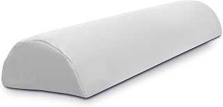 QUIRUMED WELLCORE Cojín Medio Cilindro de Masaje, 60 x 18 cm, Polipiel, Desenfundable, Rellenos de Espuma, para Yoga, para Fitness, para Camilla de Masaje, Ergonómico, Blanco