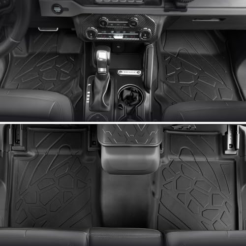 Image of Floor Mats for Ford Bronco 2021-2026, All Weather Floor Mats Trunk Cargo Liner with Backrest Protectors and Door Sill Guards Accessories, Full Coverage Set (Fit 4 Door Models)