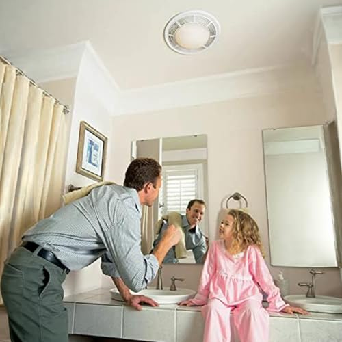 Image of Broan-NuTone 750 Round Fan and Light Combo for Bathroom and Home, White Grille with Glass Lens, 100-Watts, 3.5 Sones, 100 CFM