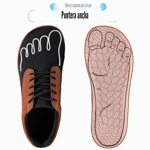 Miniatura 4 de Jueqibaa Zapatillas Barefoot Hombre-Zapatos Descalzos Crossfit, Zero Drop Escarpines Für Trekking Correr Formación Marrón 41