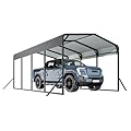 Shaical 12x20x8.9 ft Metal Carport Heavy Duty Car Canopy with Reinforced Support Legs Base and Steel Roof, All Weather Outdoor Garage Car Shelter for Truck, Boat, Pickup, Tractor, Parties, Black