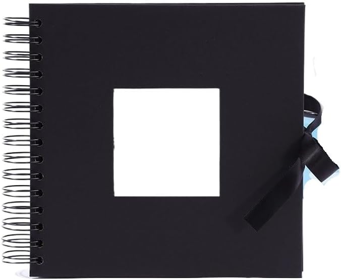 Travel Growth Commemorative Book ﻿ Cardboard Window DIY Album Handmade Pasted Ribbon Album Applicable to photos, receipts, star cards, etc(D)