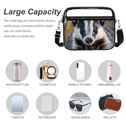 U.S. Badgers Large Clear Stadium Bag Clear Mini Messenger Bags with 2 Compartments Crossbody Bag3