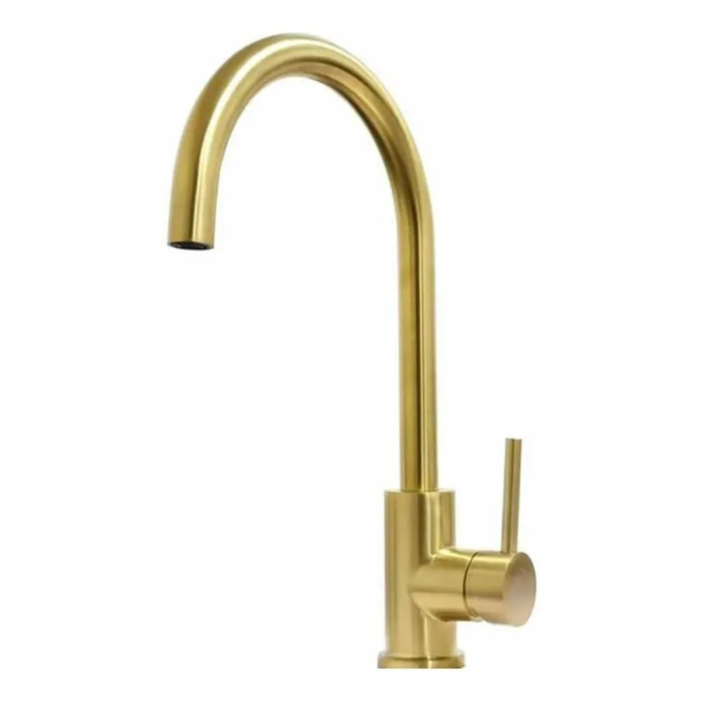 Robinet de cuisine or brossé mitigeur inox 304 rotatif évier eau chaude et froide