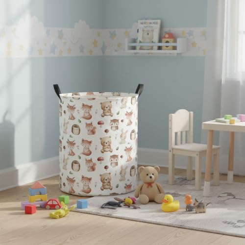 Image of Baby Laundry Hamper kids laundry Basket Waterproof Laundry Bag for Bedroom Clothes Organizer Room Decor(Mushroom Animal)