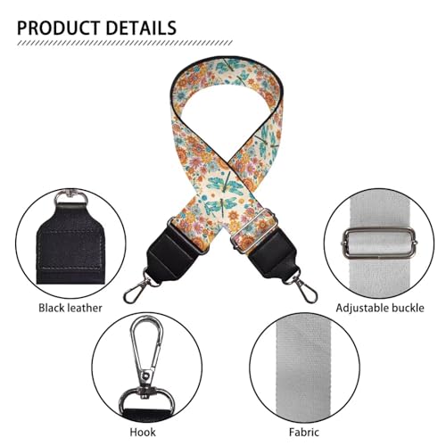 Image of Talayituse Boho Mandala Dragonfly Print Shoulder Strap Wide Purse Bag Strap Adjustable Replacement Belt Luggage Crossbody Shoulder Bag Strap for Women Girls