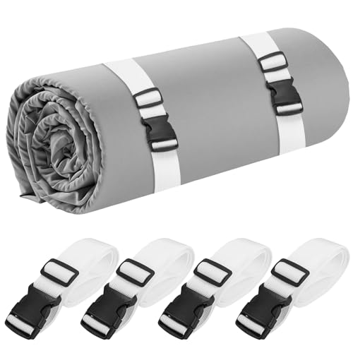4 Pcs Mattress Topper Straps,63' L x 1.5' W,Adjustable Foam Mattresses Packing Straps with Sturdy...