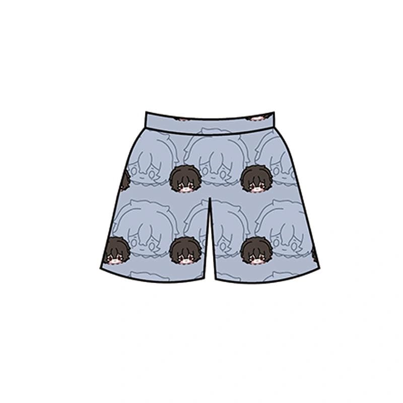 2PCS Anime BSD Pajamas Set Dazai Osamu Cosplay Sleepwear Summer Short Sleeve Sleep Tee Active Shorts Capri Pants Suit3