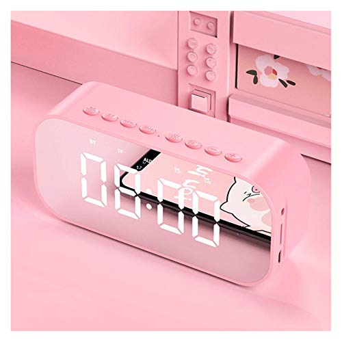 Digitale Wecker Wecker Wecker Pink Girl Trend Bluetooth-Lautsprecher 3D Sound Student Clock Wireless Nachtwecker Spiegel LED LED WeckerMusikuhr