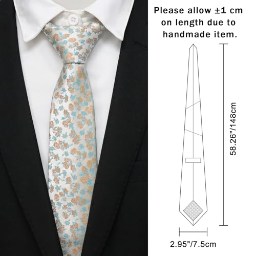Image of Floral Ties for Men Satin Mens Tie Flower Printed Neck Tie Wedding Party Business