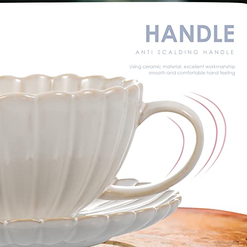 DOITOOL Tazas de porcelana para capuchino con platillos de cerámica, tazas de café de porcelana europea, juego de… - Imagen 8