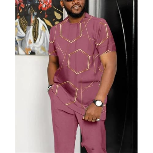 Men’s Casual Patchwork T-Shirt & Elastic Pants Set Summer Streetwear Two-Piece2