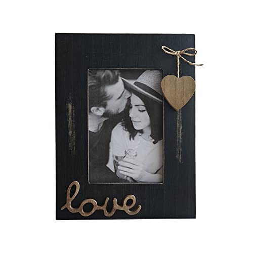 Simelecor Black Wooden Picture Frame Love Theme 4x6 Vertical