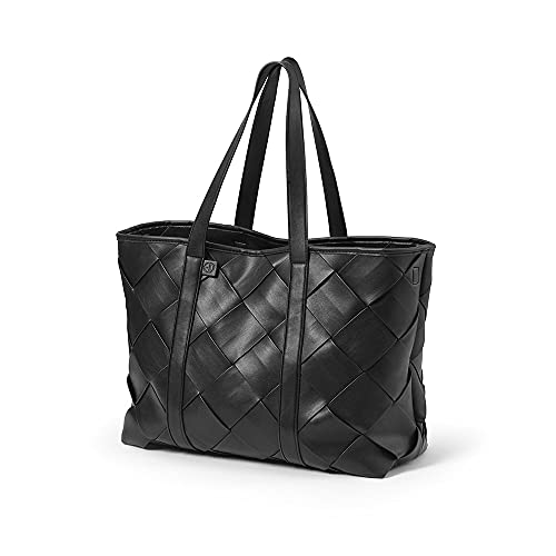 Elodie Details Changing Bag Travel Bag Canvas Tote with Buckles for Buggy and Changing Mat Large, black, One Size