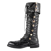 Piraten Kostüm Stiefelüberzüge, Steampunk Bein Stiefelüberzieher, verstellbare Piraten Stiefelstulpen, Jedi mittelalterliche Stiefelüberzüge, Kunstleder Viking Renaissance Stiefelüberzüge (Schwarz)