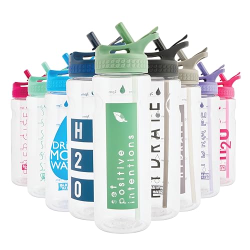 Polar Gear 750ml Motivational Water Bottle With Straw - SK Ecozen Recycled Plastic Sports Water Bottle with Time Markings – Dishwasher Safe, BPA Free Drinks Canteen for Gym, Running, Work