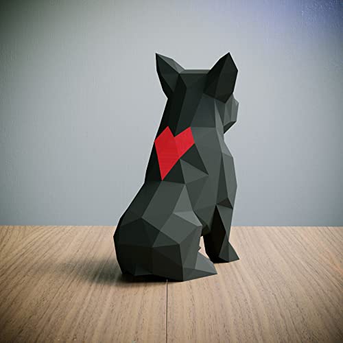 Yona DIY French Bulldog Papercraft kit, Abstract Low Poly Animal DIY kits, Home decor, kids crafts kits, Gift, origami 3D, paper trophy,3D Puzzle, Paper sculpture, Papercraft set for adults
