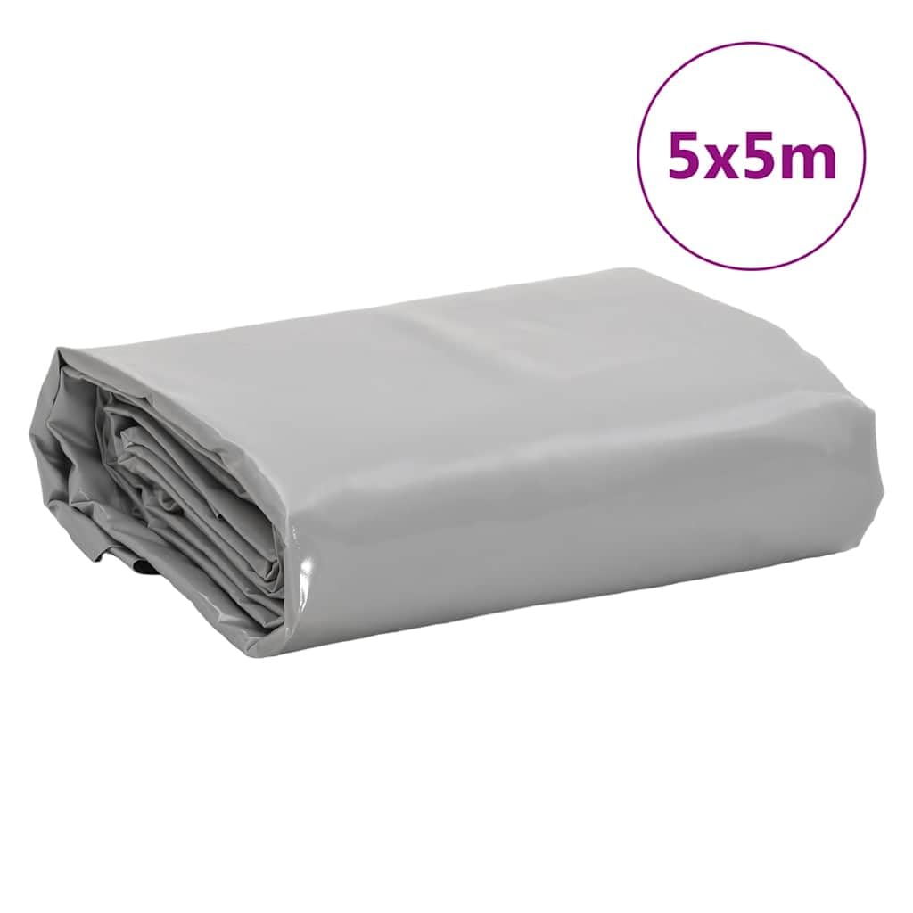 vidaXL Abdeckplane, Plane Abdeckung Reißfest Wasserfest, Schutzplane UV-Beständig Schimmelbeständig, Schutzhülle Zeltplane, Grau 5x5m 650 g/m²