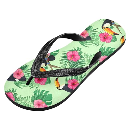 Burbuja Toucans Hibiscus Flip Flops for Women Men, Soft Thong Sandals Rubber Slippers for Pool Beach Essentials2
