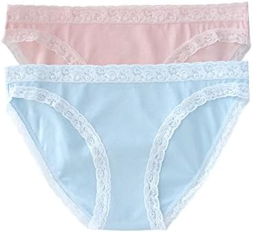 iKotton Women's Organic Cotton Bikini Panties (2 Pack) Pink, Blue