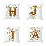Housse de Coussin 30x30cm,Lot de 4 Housse Coussin Lettres d'or,Carré Double Face Lin Decoration Coussin,avec Fermeture Eclair Cachée,pour Chambre,canapé,Chaise,Lit,Jardin Extérieur Coussin Z1-332