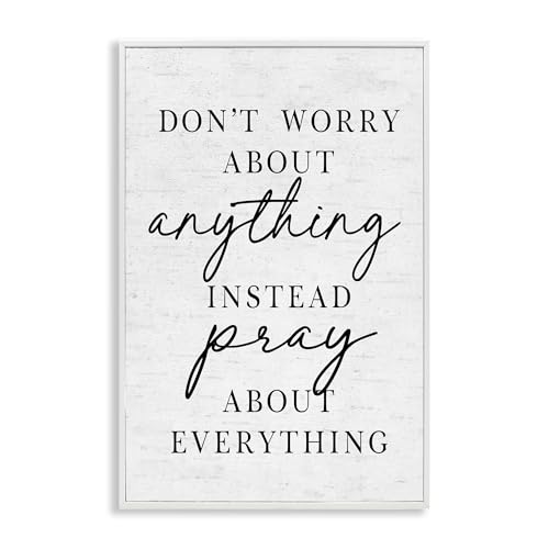 Toile Pray Instead Of Worry avec message inspirant pour intérieur serein