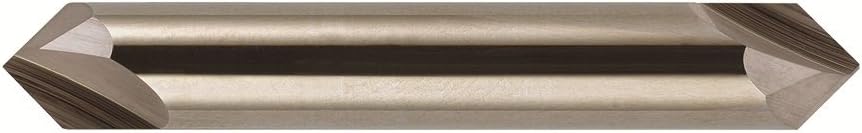 Bassett MCH-2D Series Solid Carbide End Mill, Uncoated (Bright) Finish, 2 Flute, 90 Degrees Profile Angle, Chamfer End, 0.36" Cutting Length, 1/4" Cutting Diameter, 2-1/2" Length (Pack of 1)