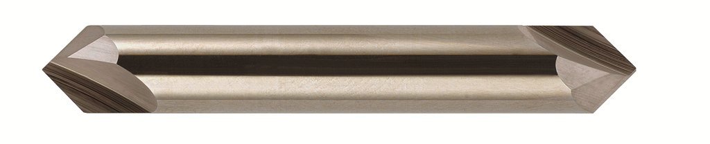 Bassett - B10026 MCH-2D Series Solid Carbide End Mill, Uncoated (Bright) Finish, 2 Flute, 90 Degrees Profile Angle, Chamfer End, 0.15" Cutting Length, 1/8" Cutting Diameter, 1-1/2" Length (Pack of 1)