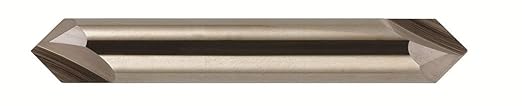 Bassett - B10026 MCH-2D Series Solid Carbide End Mill, Uncoated (Bright) Finish, 2 Flute, 90 Degrees Profile Angle, Chamfer End, 0.15