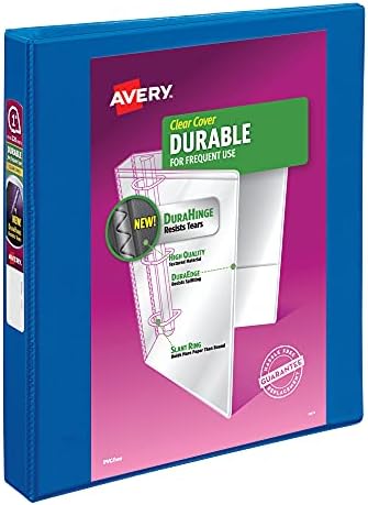 Avery Durable View 3 Ring Binder, 1 Inch Slant Rings, 1 Dark Blue Binder (17014)