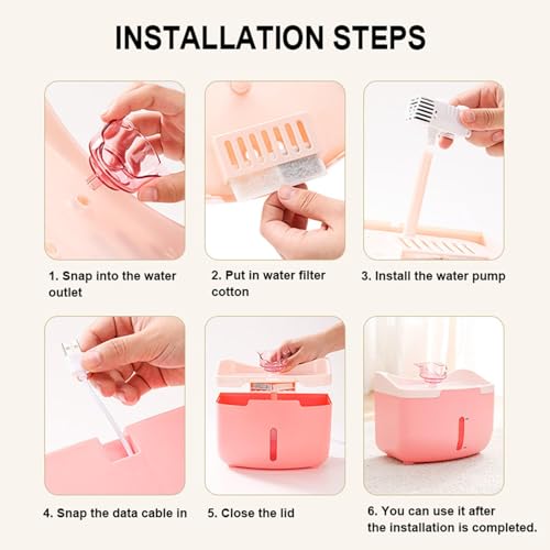 Fuente automática de agua para gatos 2L, ultra silenciosa miniatura 7