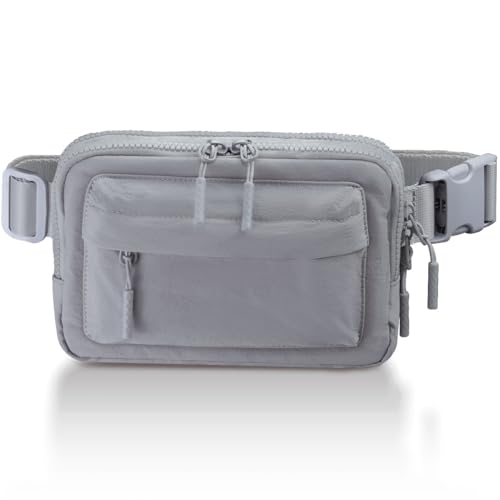 NWT XPEDITION Riñonera con cinturón ajustable, riñonera ligera, bolsa cruzada para viajes, correr, senderismo, relleno de calcetines para mujeres y hombres, color gris claro, Gris,claro, Moda