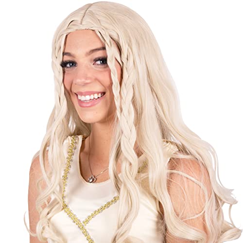 Narwhal Novelties Renaissance Dragon Queen Wig for Women - Long Fantasy Cosplay Wigs for Women - Synthetic Hair Mother of Dragons Blonde Wig - Cosplay Costume Apparel Funny Wigs for Dragon Empress