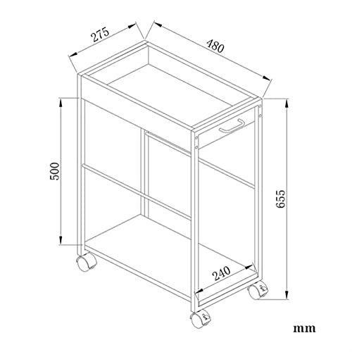 Soporte para CPU de escritorio de 2 niveles, soporte móvil para torre de PC, estructura de acero resistente, soporte móvil con ruedas y freno miniatura 2