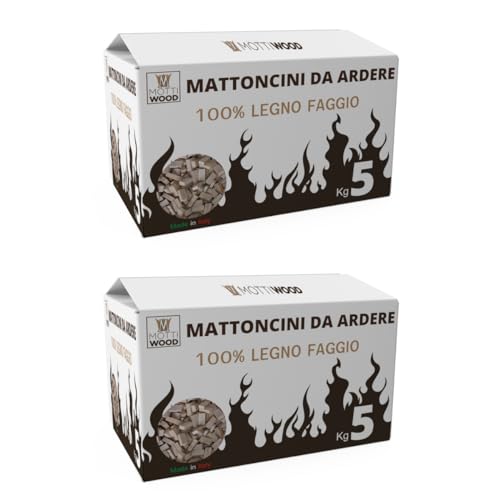 Mattoncini da Ardere, 6.5KG, 100% Legno Faggio, Lunga Durata (2 Confezioni)