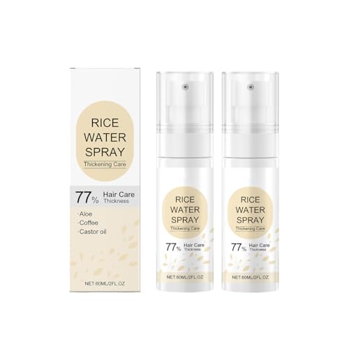 Hair Growth Serum, Rice Water Hair Spray, Hair Growth Oil Spray for Women and Man infused with Castor Oil and Biotin. 2pcs 