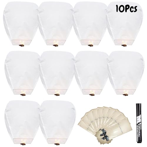 Faroles chinos de cielo, embalaje portátil, biodegradables, ecológicos, linternas de papel chinas para liberar en memoria deseo para Año Nuevo, fines de semana, vacaciones y festivales (10)