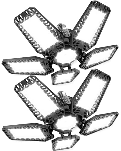 TASINUO Focos LED Interior Techo 160W 2 Piezas, 16000LM Luz de Garaje LED Lampara Garaje, 6500K foco led interior con 5+1 panel, Lampara Techo Industrial para Garaje Almacén Taller Sótano Gimnasio