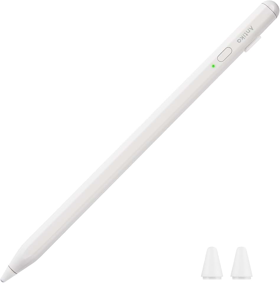 Stylus Pen, Active Stylus Pen Compatible para iOS y Android teléfonos, lápiz óptico Recargable con Pantalla táctil Dual, para Apple/Samsung Tablet, Blanco