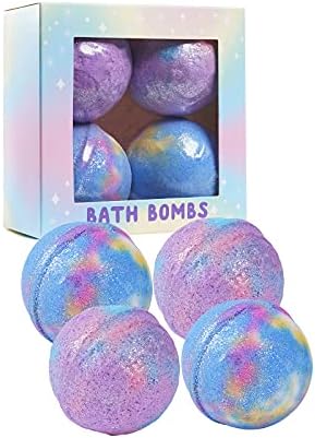 Bath Bombs Set, Handmade Organic Bath Bombs, Made from Essential Oils and Shea Butter Natural Bath, Moisturize Dry Skin, Birthday Gifts for Women, Girls-A