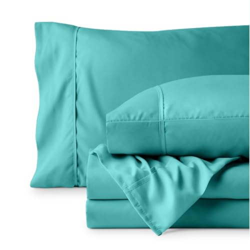 Bare Home Sheet Set 1800 Ultra-Soft with 2 Pillowcases (Twin XL, Turquoise) by Bare Home - Used condition - Image 7