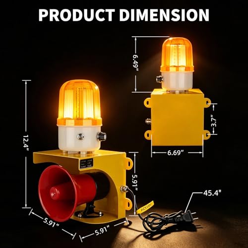kbaoele AC110V Industrial Siren Alarm Strobe Light-120dB Loud Horn&Waterproof Red Beacon Warning Light for Emergency,Factory,Fires,Tornado,Intruder Deterrent (AC110V Amber Light (Switch,0-120dB)) by kbaoele - Used condition - Image 6