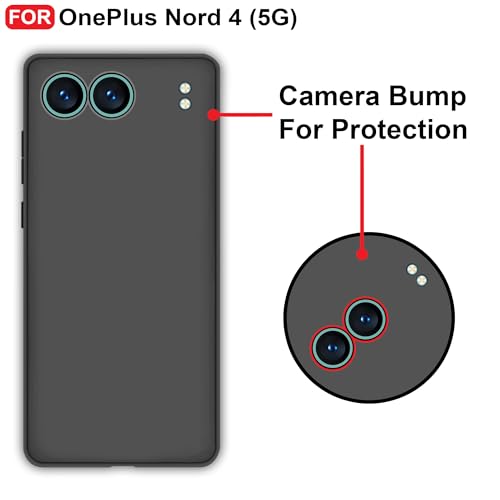 Image of CEDO Back Cover for OnePlus Nord 4 (5G) | Camera Bump Protection & Inner Velvet Fabric Lining | Ultra Slim Matte Soft Rubberised Case Cover (Black)