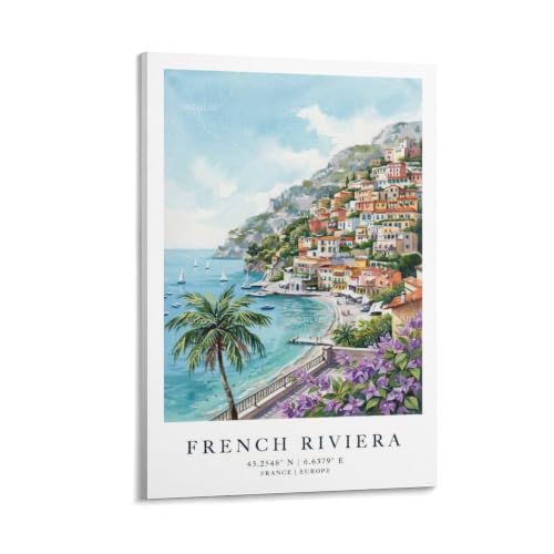 Poster Côte d'Azur aquarelle pour sublimer votre salon vintage