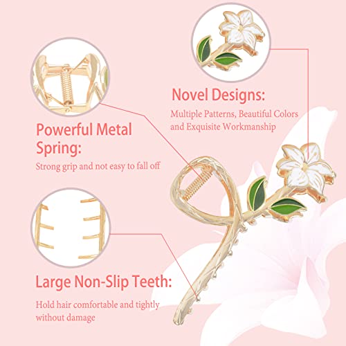 Yonchic 3-Piece Floral Metal Hair Clips, Tulip Orchids Sunflower Hair Claw For Thin/Medium Thick Hair Claws, Elegant Barrettes Strong Hold Hair Clamps Non Slip Cute Hair Catch Clip Accessories #TOP3