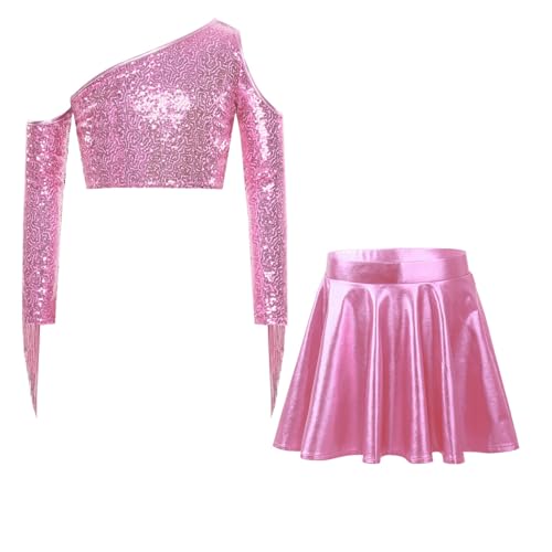 Disfraz de niño niña metálico brillante rosa talla 12 años miniatura 5